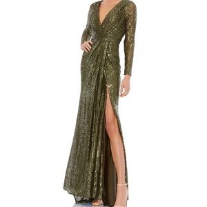 SEQUINED LONG SLEEVE GOWN